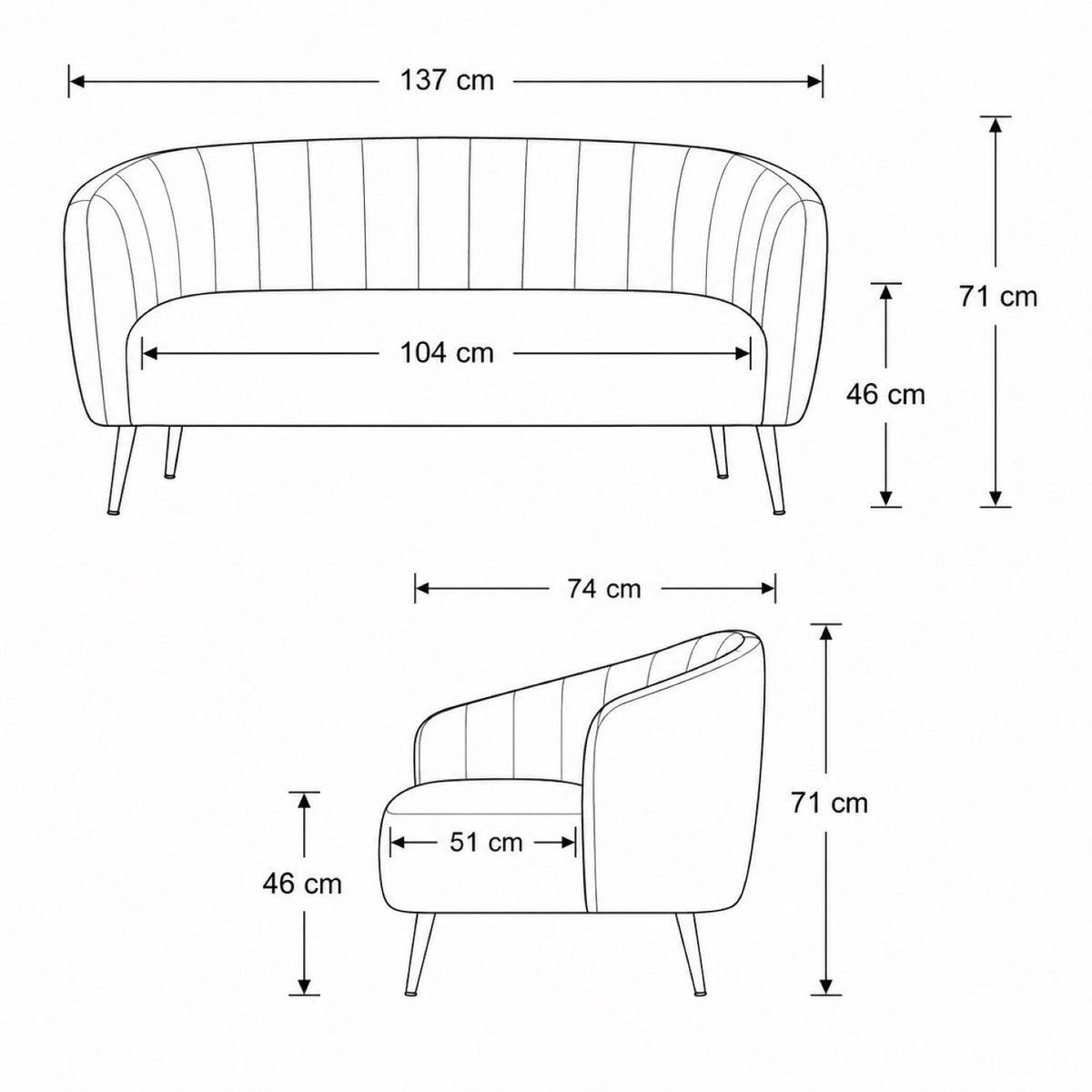 Artemis Home Matilda 2 Seat Sofa - Black