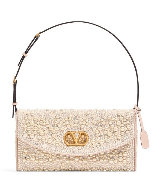 Beaded Vain Soft Shoulder Bag