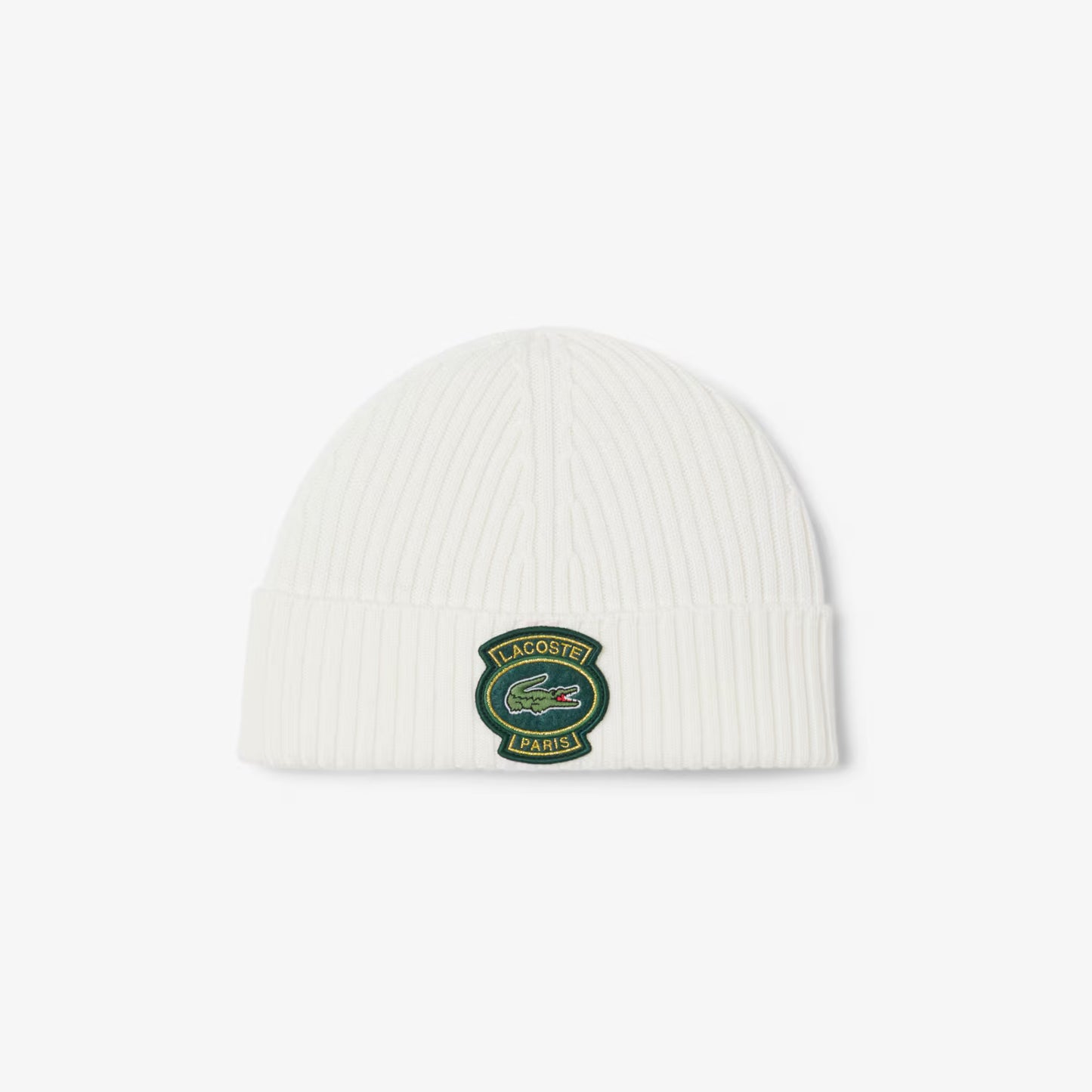 Ribbed Wool Badge Beanie