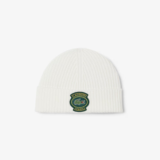 Ribbed Wool Badge Beanie