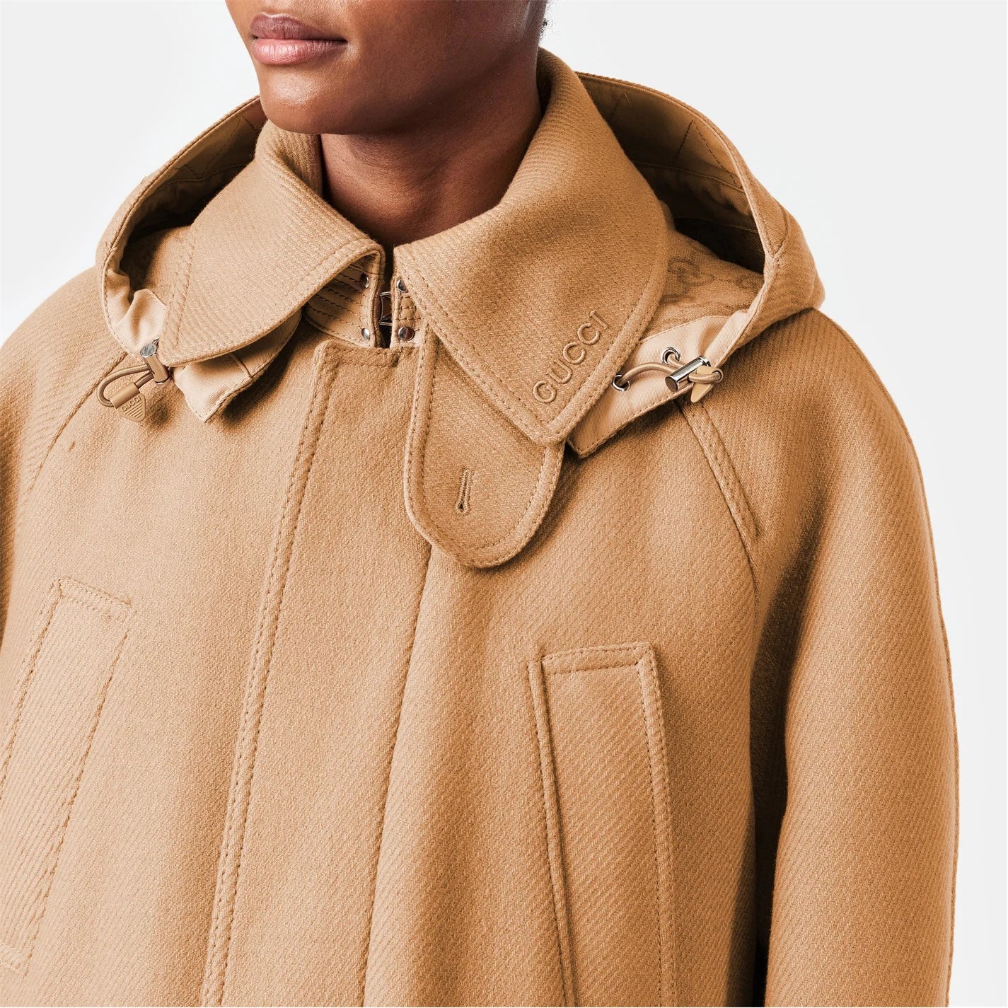 Women's Wool Cashmere Detachable Hood Overcoat