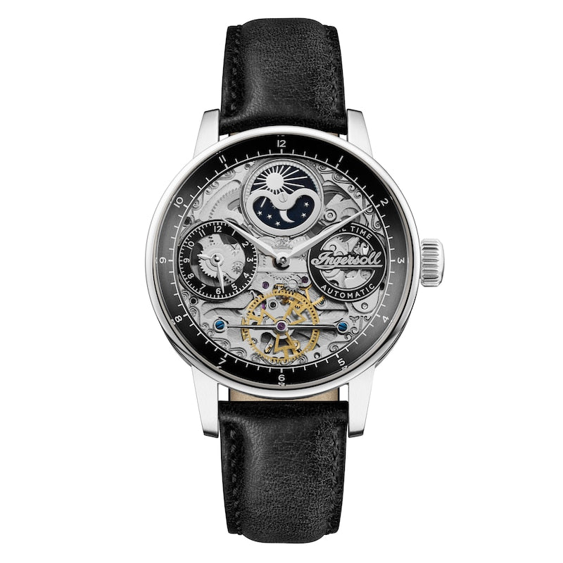 Ingersoll 1892 The Jazz Men's Automatic Black Leather Strap Watch