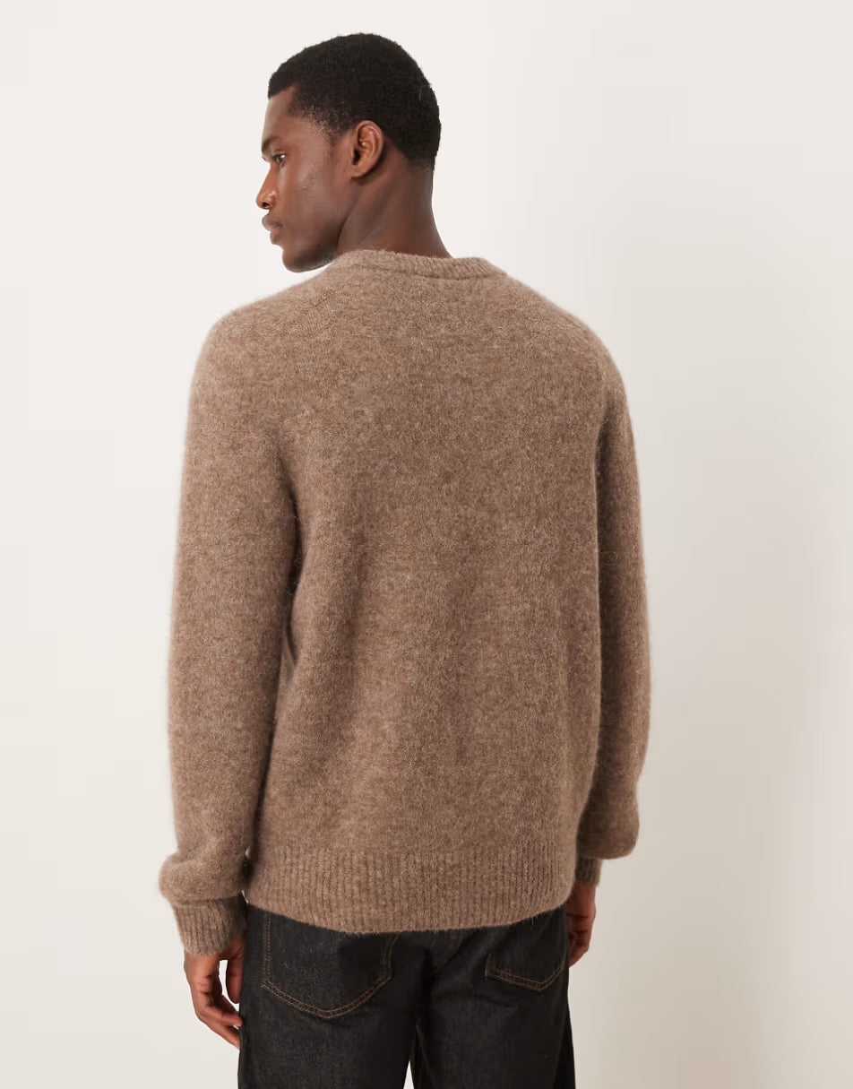 ARKET alpaca and wool jumper with crew neck in mole brown