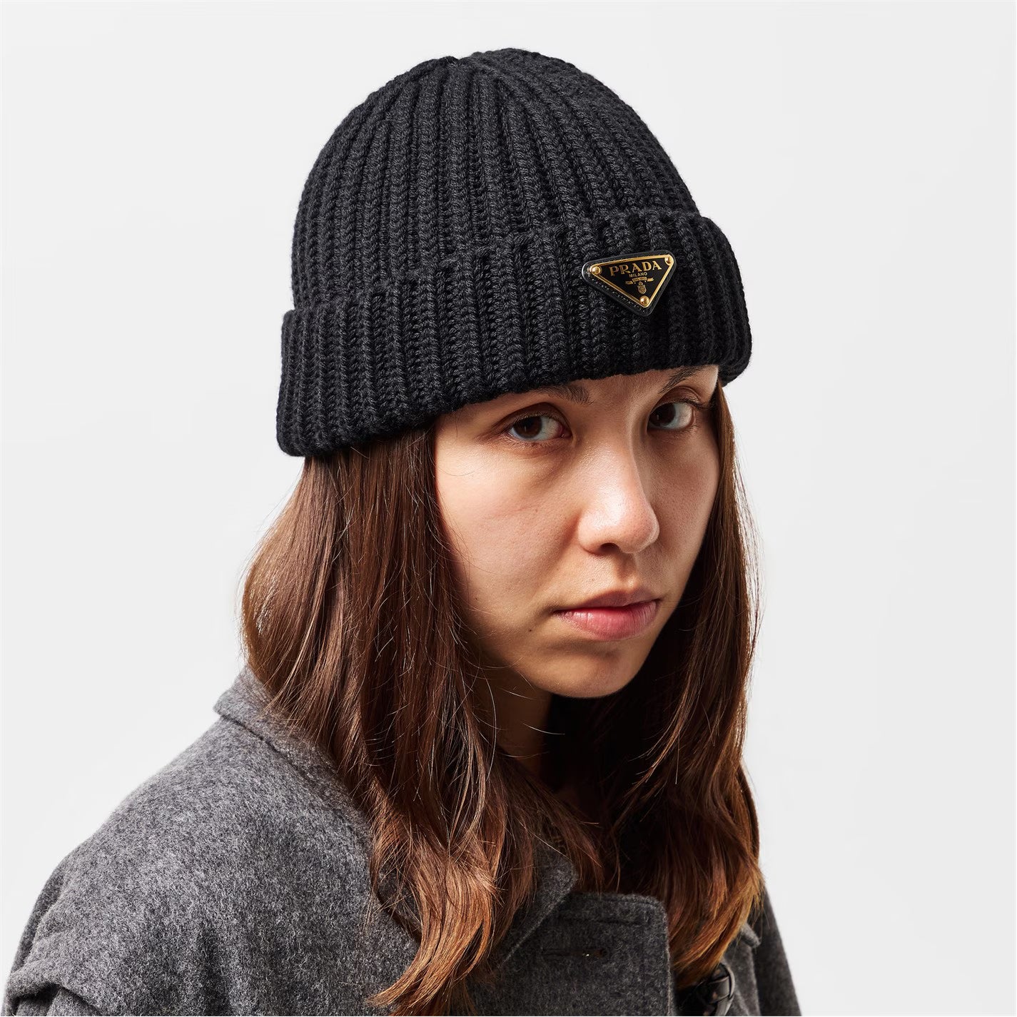 PRADA Logo Fine-Knit Beanie
