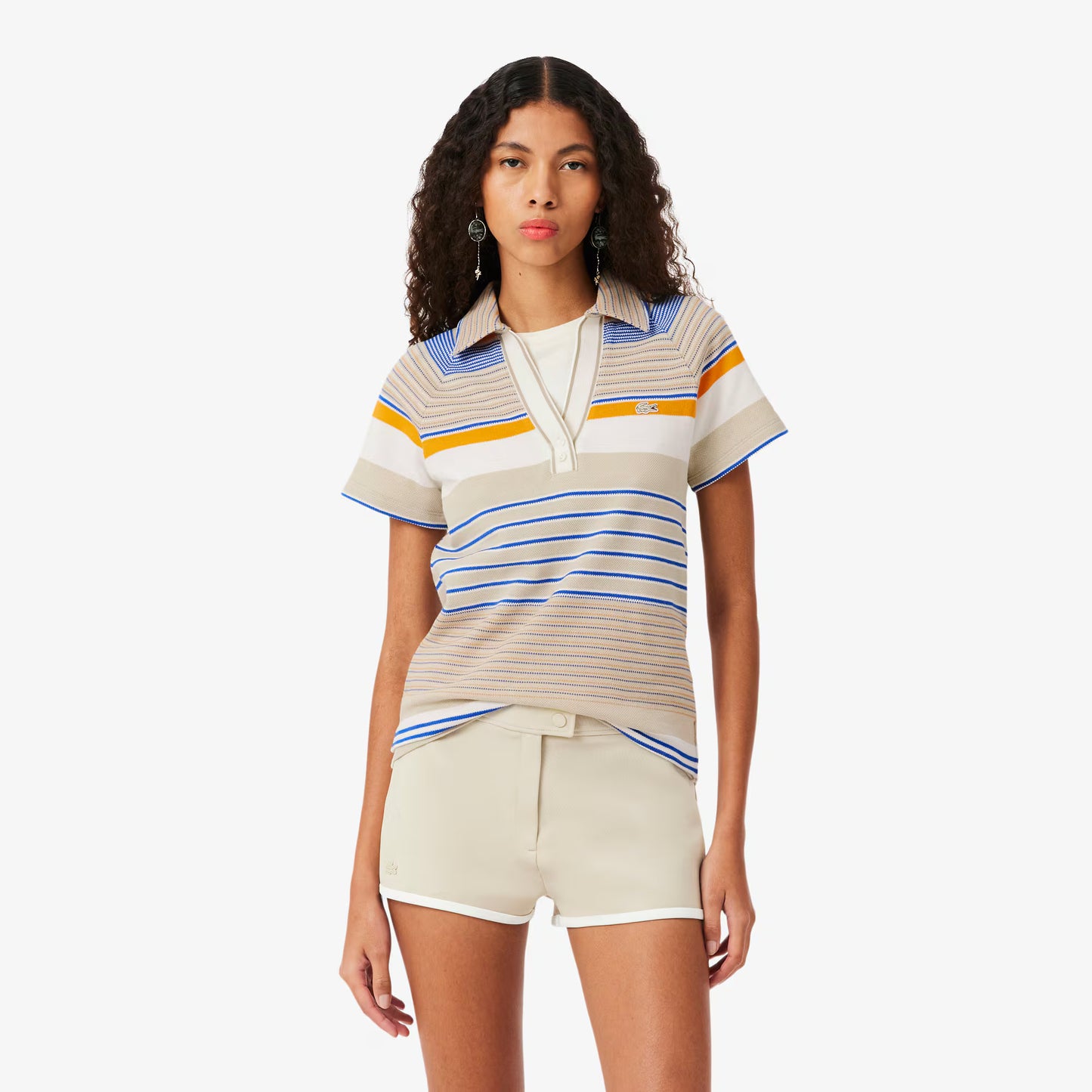 Runway Slim Fit Striped Piqué Polo Shirt