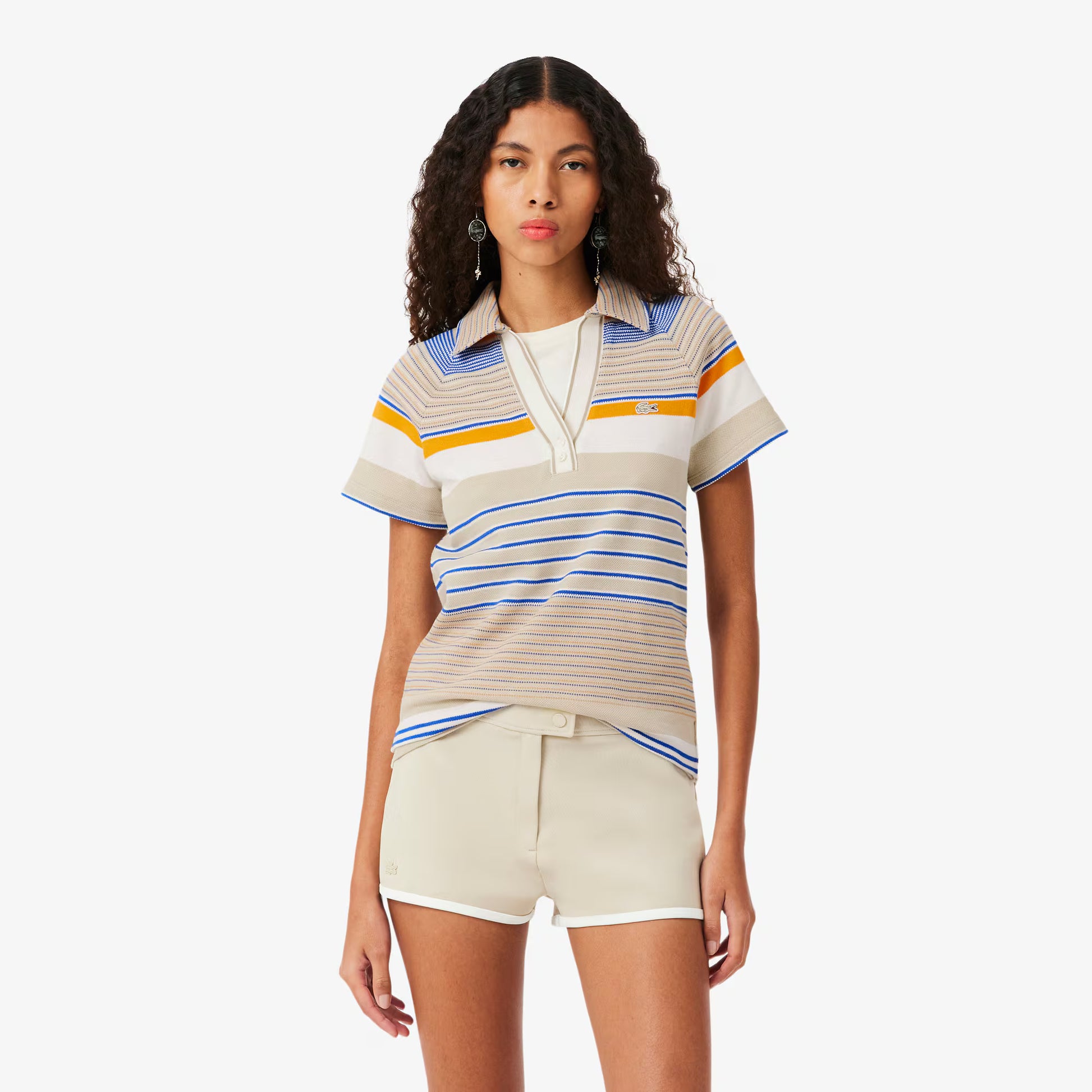Runway Slim Fit Striped Piqué Polo Shirt