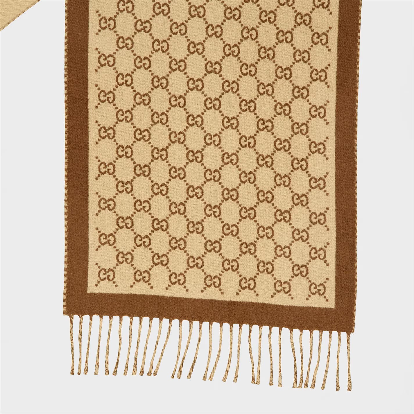 GUCCI Monogram Knitted Wool Scarf