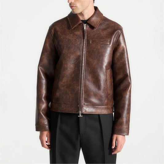 Mens Laurent Vintage Leather Jacket