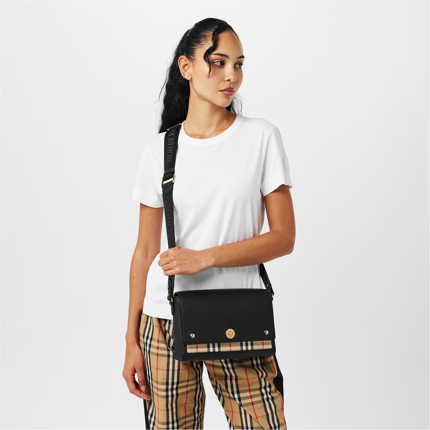 Women's Check Cotton Top Handle Note Bag