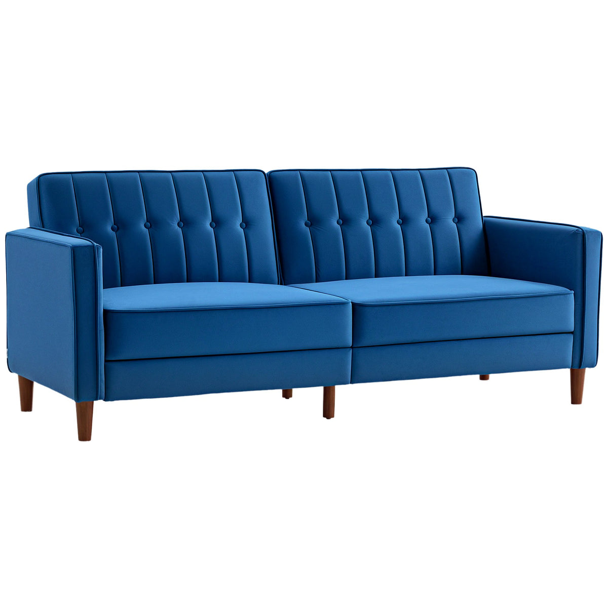 HOMCOM 3 Seater Velvet Reclining Button Tufted Sofa Bed - Blue