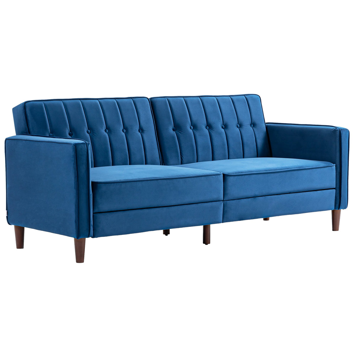 HOMCOM 3 Seater Velvet Reclining Button Tufted Sofa Bed - Blue