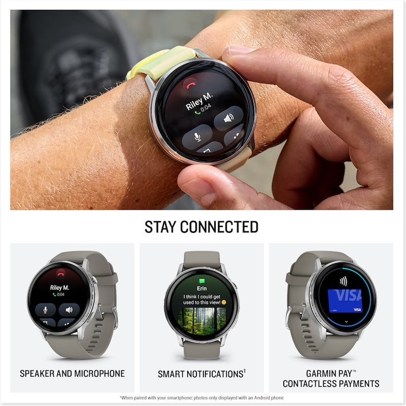 Garmin Venu 4 Multi-Colour Dial 45mm Slate Bezel Black Silicone Strap Watch