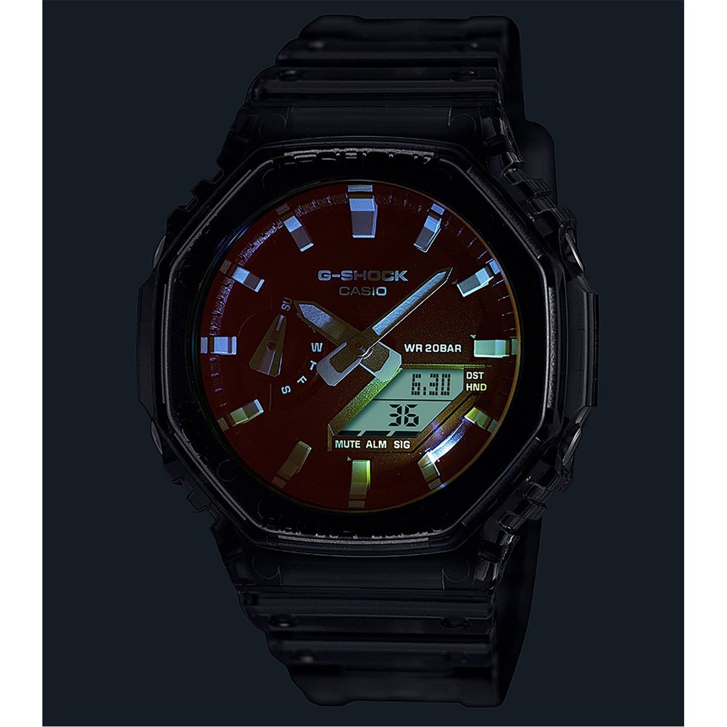 GA-2100 Beach Time Lapse Grey Octagon Quartz 200M Water Resistant Digital Watch