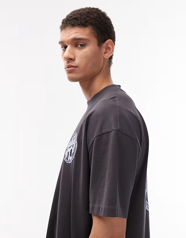 Allsaints distortion t-shirt in washed black / teal