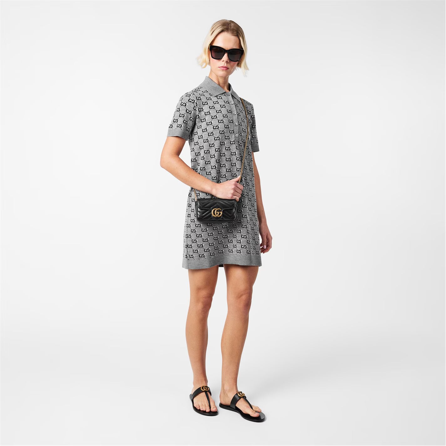 Women's Chevron Leather GG Marmont Super Mini Bag