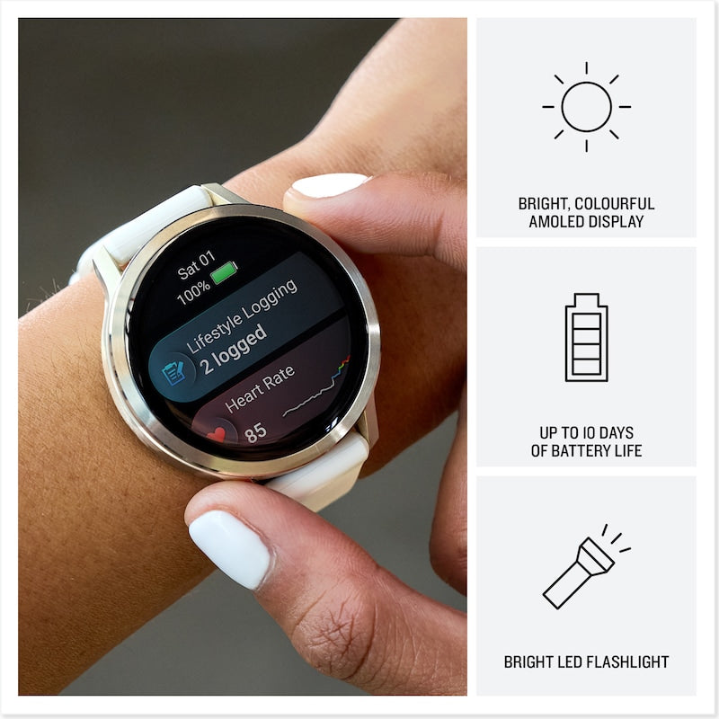 Garmin Venu 4 Multi-Colour Dial 41mm Slate Bezel Black Silicone Strap Watch