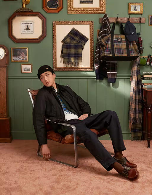 Barbour Ashby wax jacket in black/classic