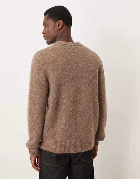 ARKET alpaca and wool jumper with crew neck in mole brown