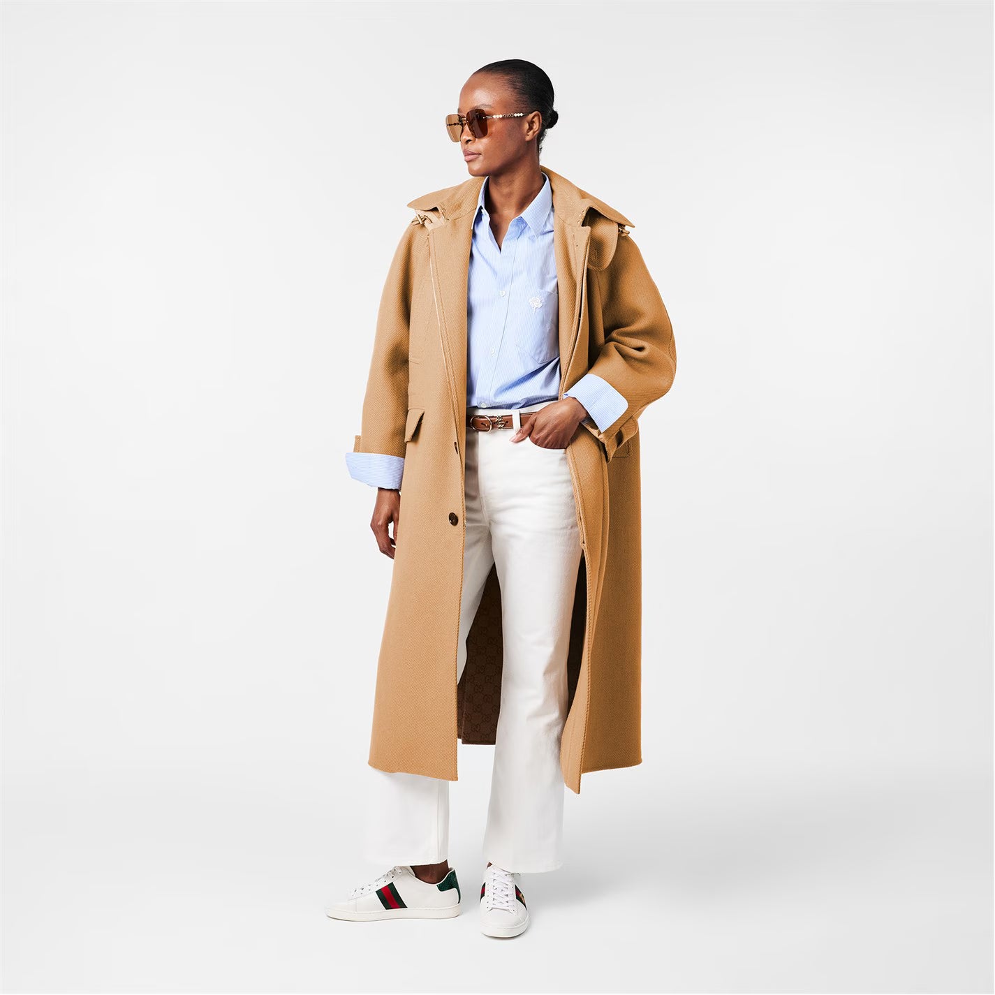 Women's Wool Cashmere Detachable Hood Overcoat