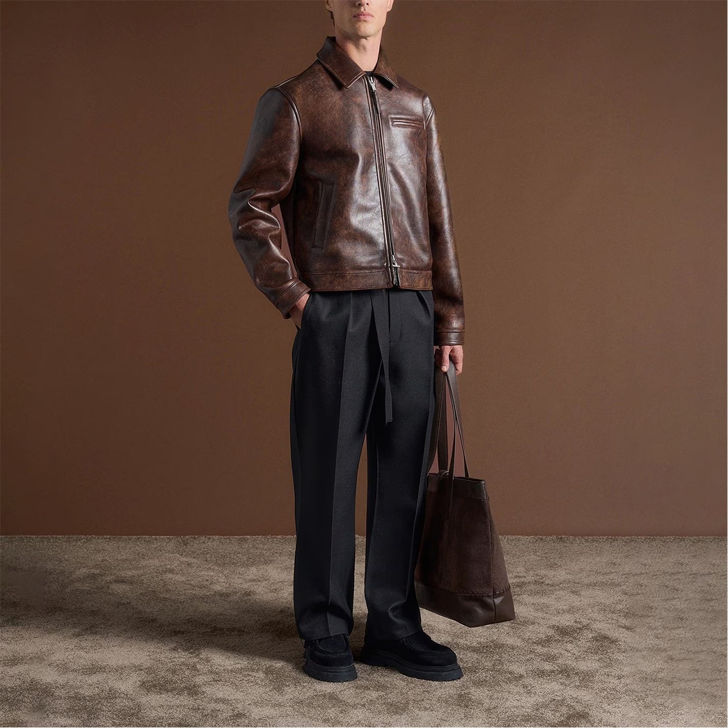 Mens Laurent Vintage Leather Jacket