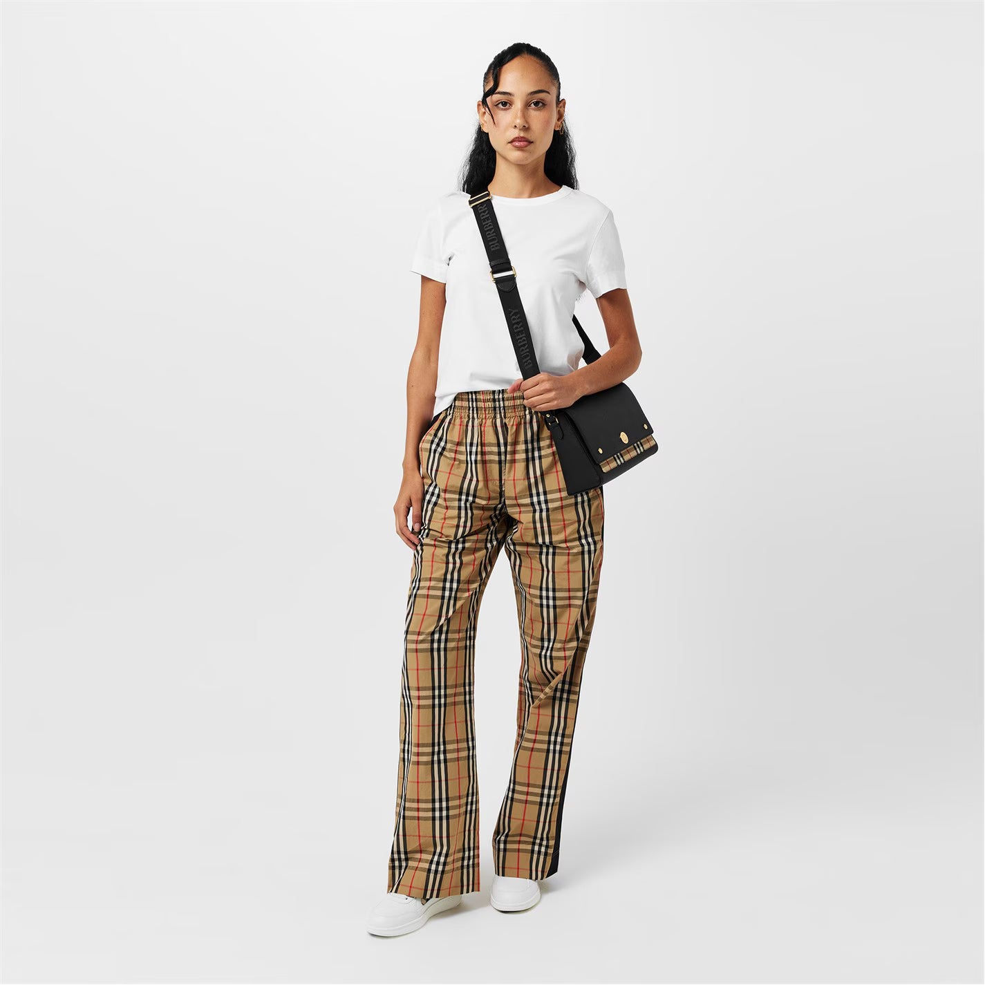 Women's Check Cotton Top Handle Note Bag