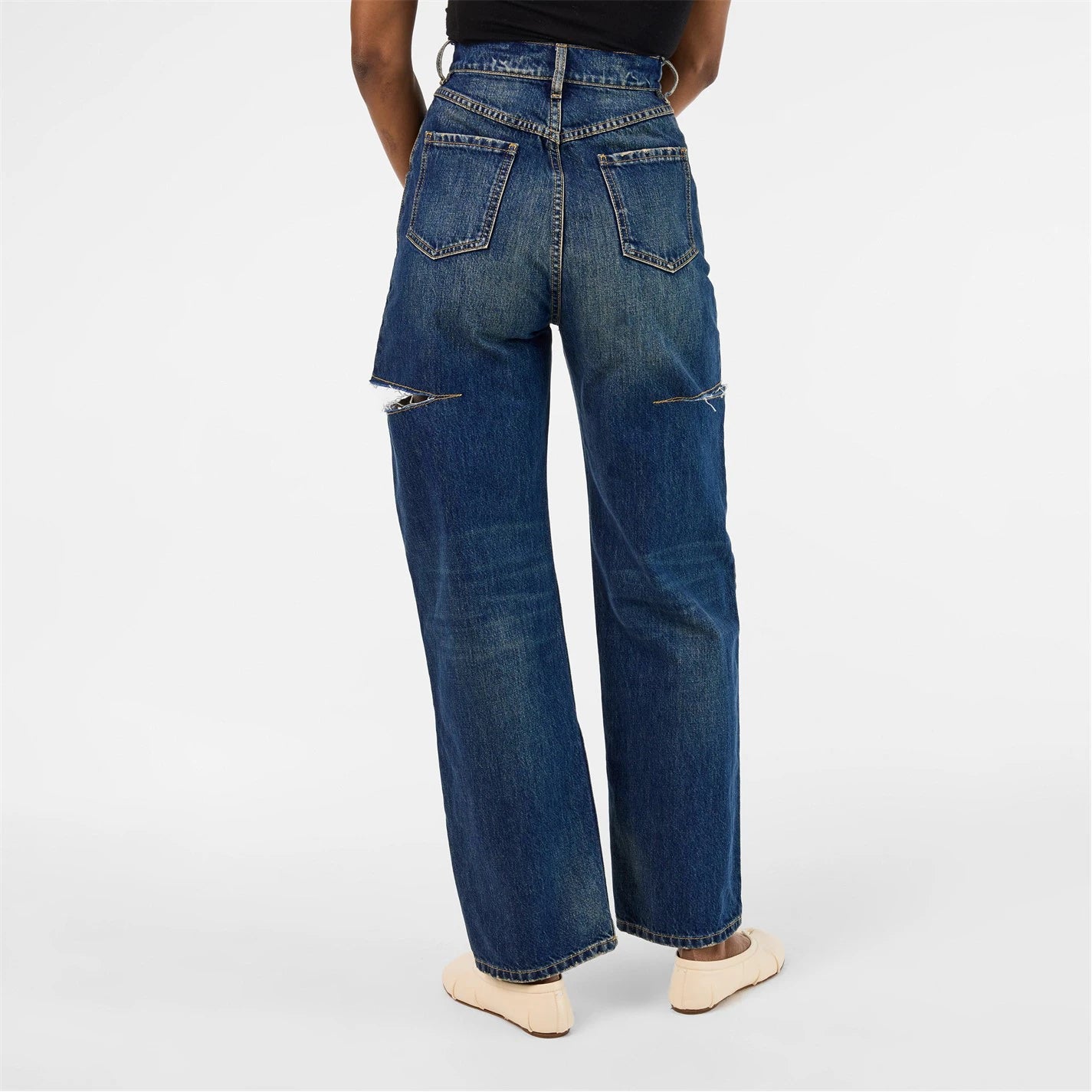 Denim Jeans With Slash Details.