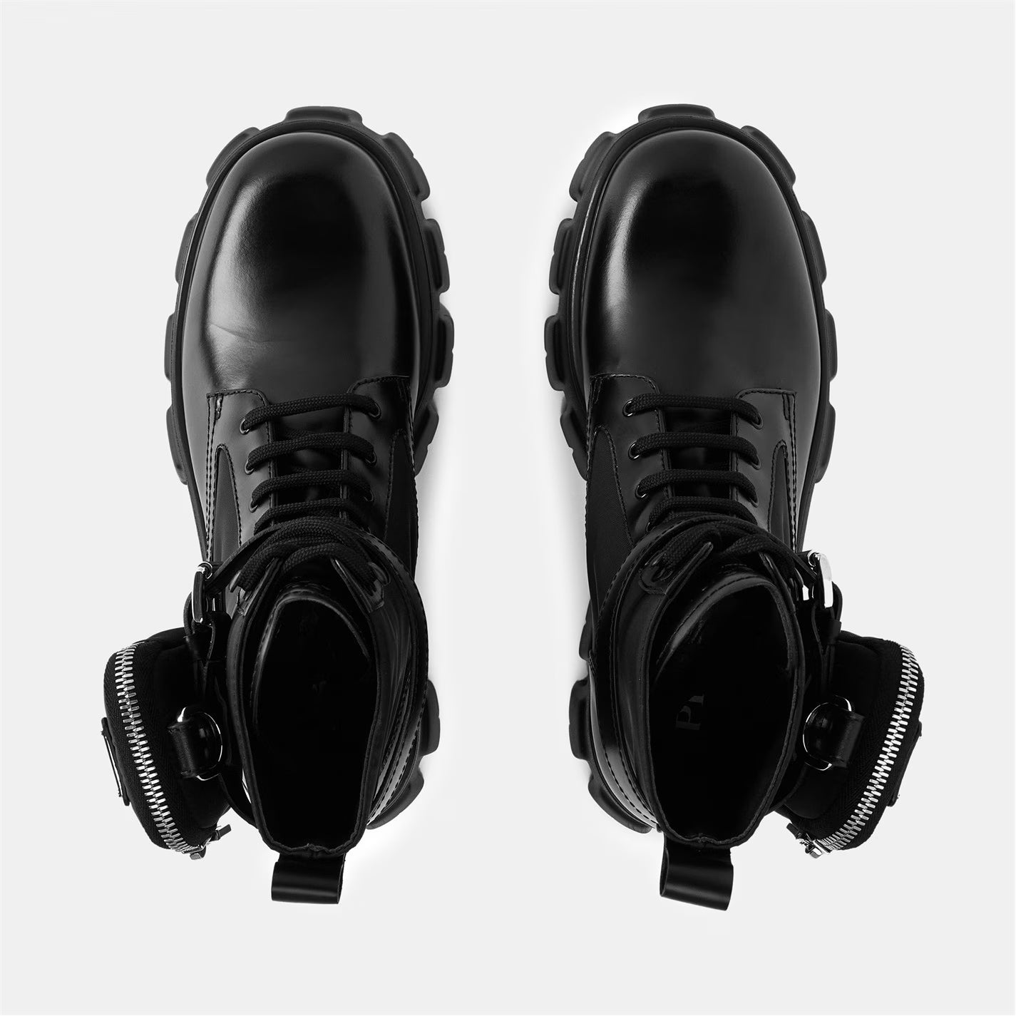 PRADA Women'S Mono Leather Combat Boots
