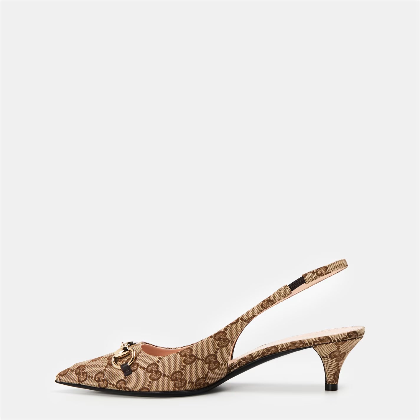 Women's Motif Canvas Horsebit Sling Pumps