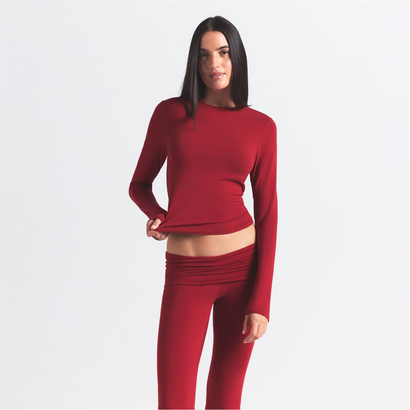 Womens Cotton Jersey Foldover Pant