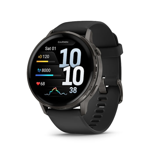 Garmin Venu 4 Multi-Colour Dial 45mm Slate Bezel Black Silicone Strap Watch