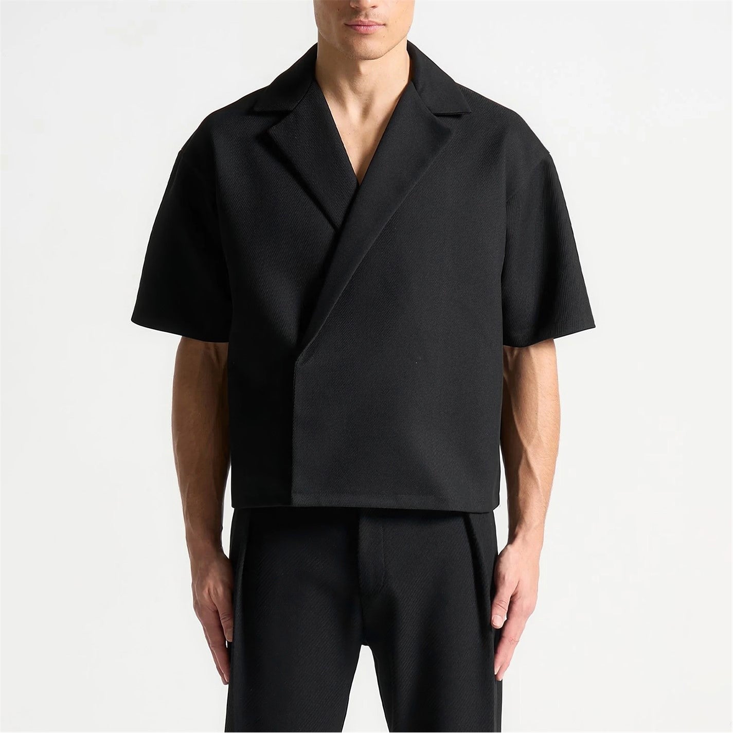 MANIERE DE VOIR Mens Abel Boxy Twill Double Breasted Shirt