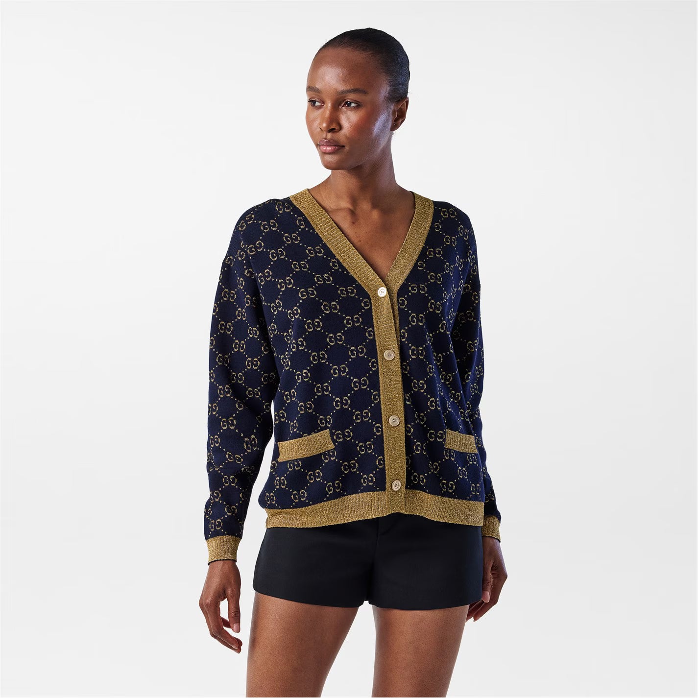 Women's GG Cotton Lamé Cardigan