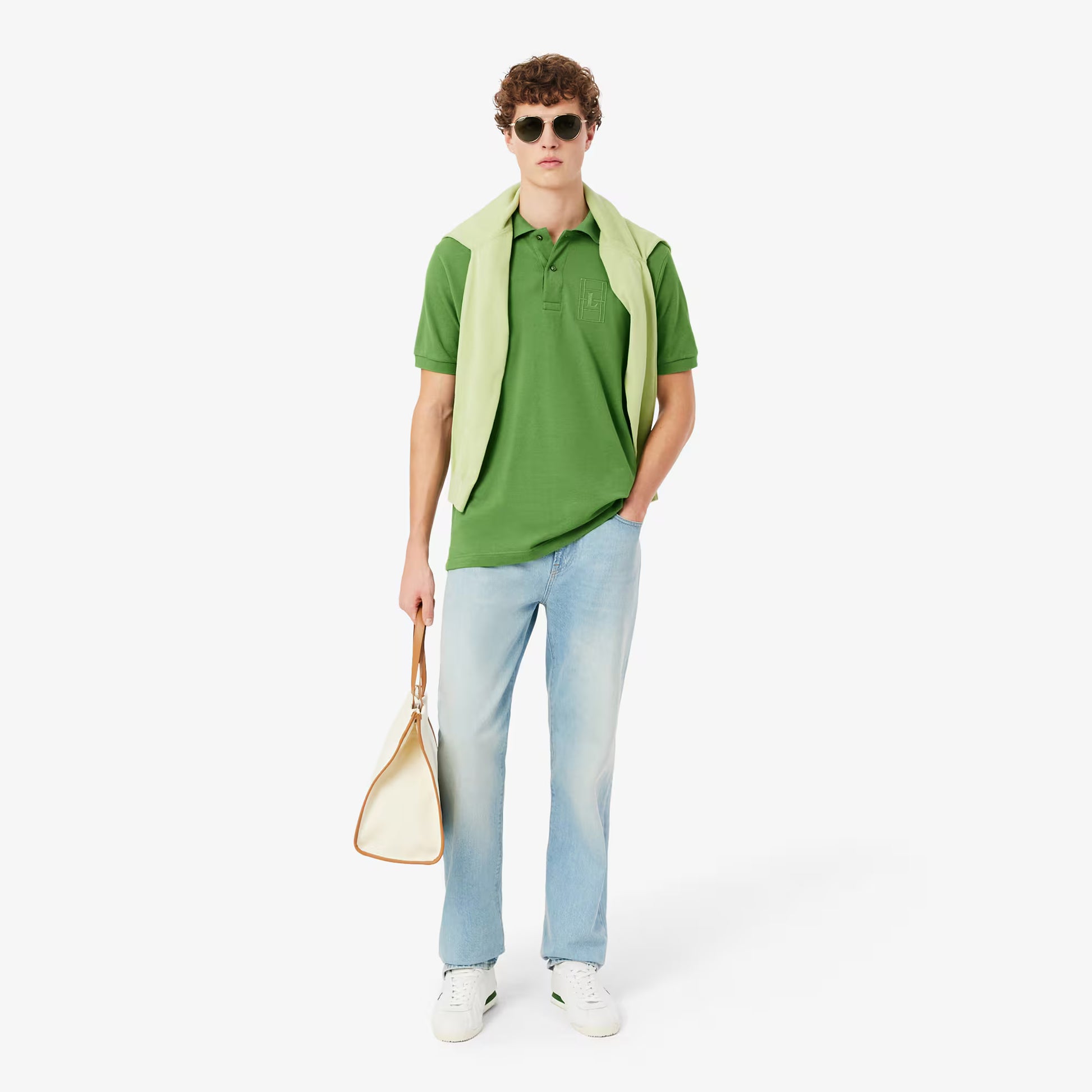Classic Fit Embroidery Detail Petit Piqué Polo Shirt