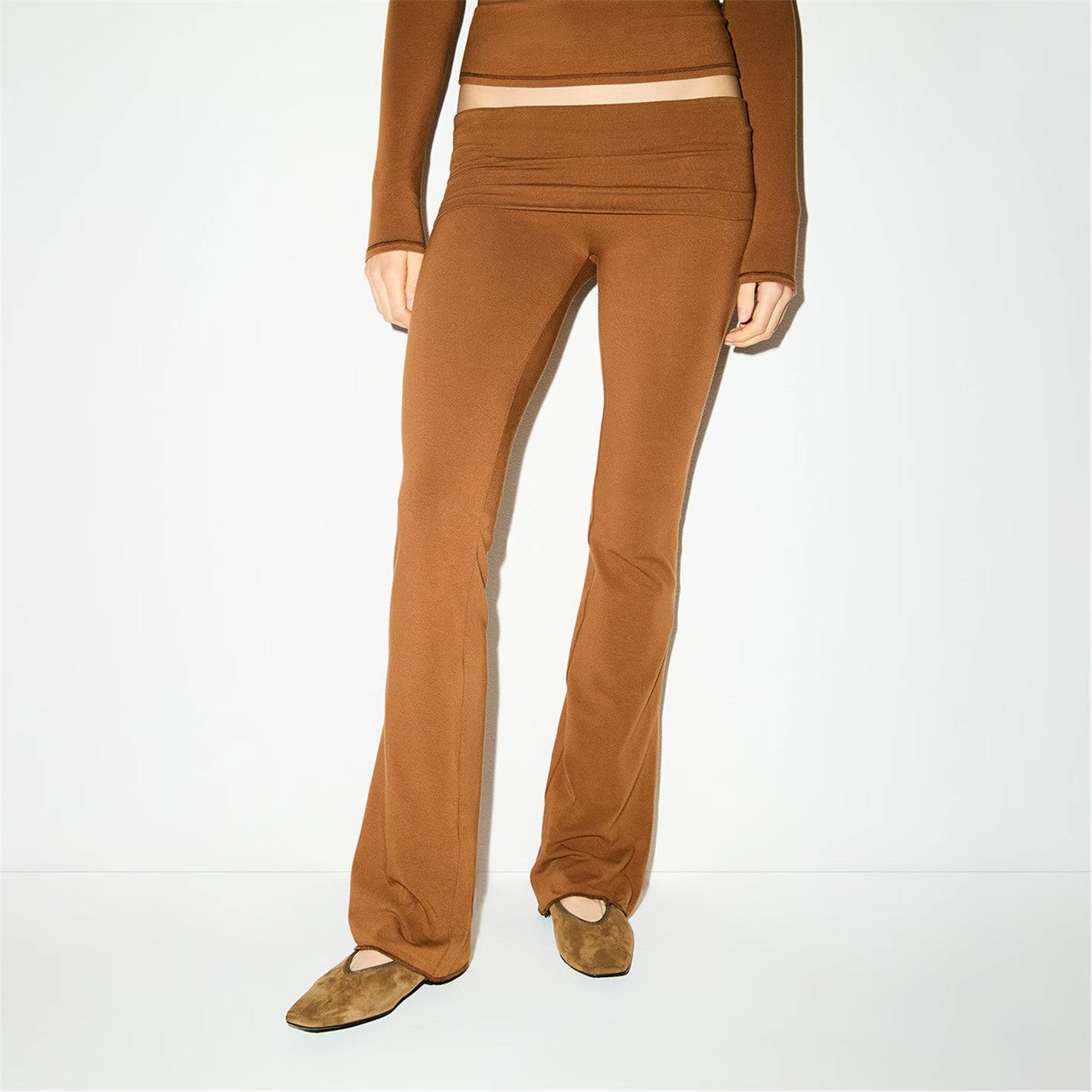 Womens Cotton Jersey Foldover Pant