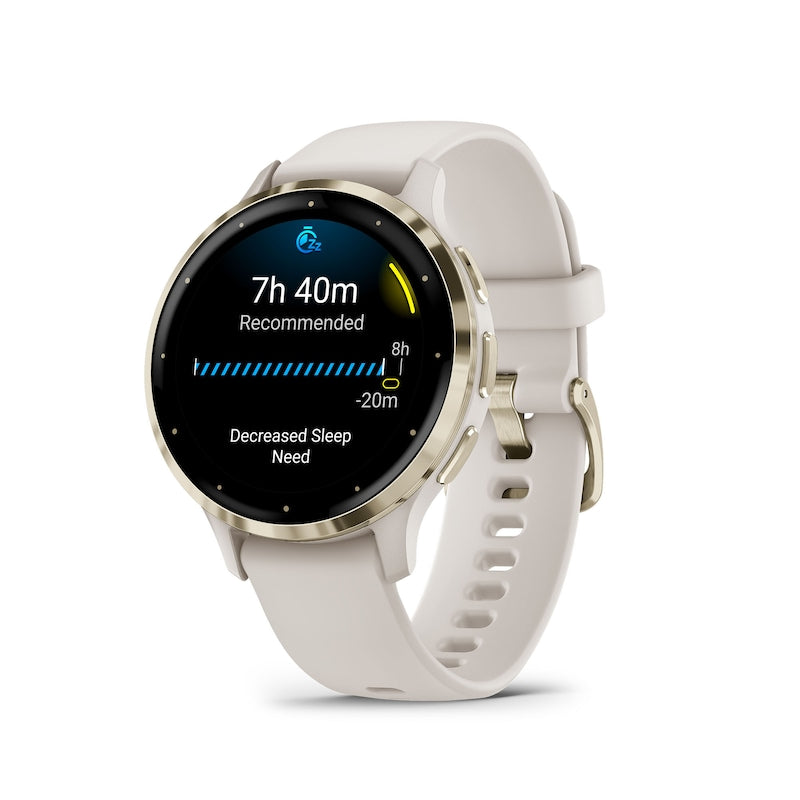Garmin Venu 3S Women's Ivory And Soft Gold Silicone Strap Smartwatch