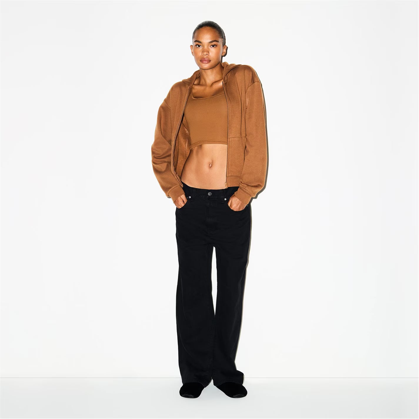 Womens Cotton Fleece Classic Zip Up Hoodie