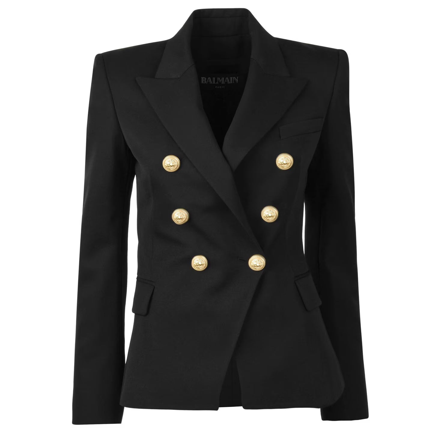 Women's Double Breasted Wool Long Sleeve Gold-Tone Button Blazer