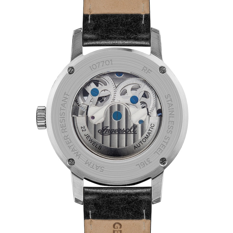 Ingersoll 1892 The Jazz Men's Automatic Black Leather Strap Watch