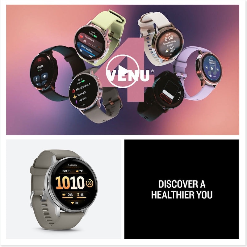 Garmin Venu 4 Multi-Colour Dial 45mm Slate Bezel Black Silicone Strap Watch