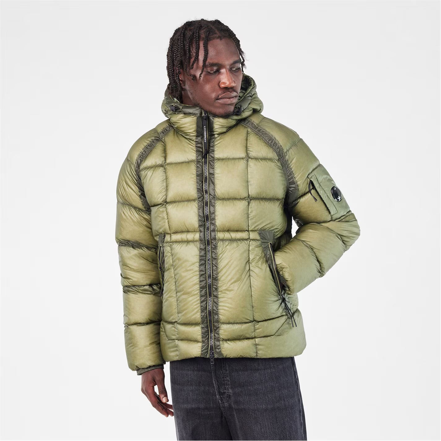 CP COMPANY Men's DD Shell Medium Down Hip Length Hooded Medium Puffer Jacket