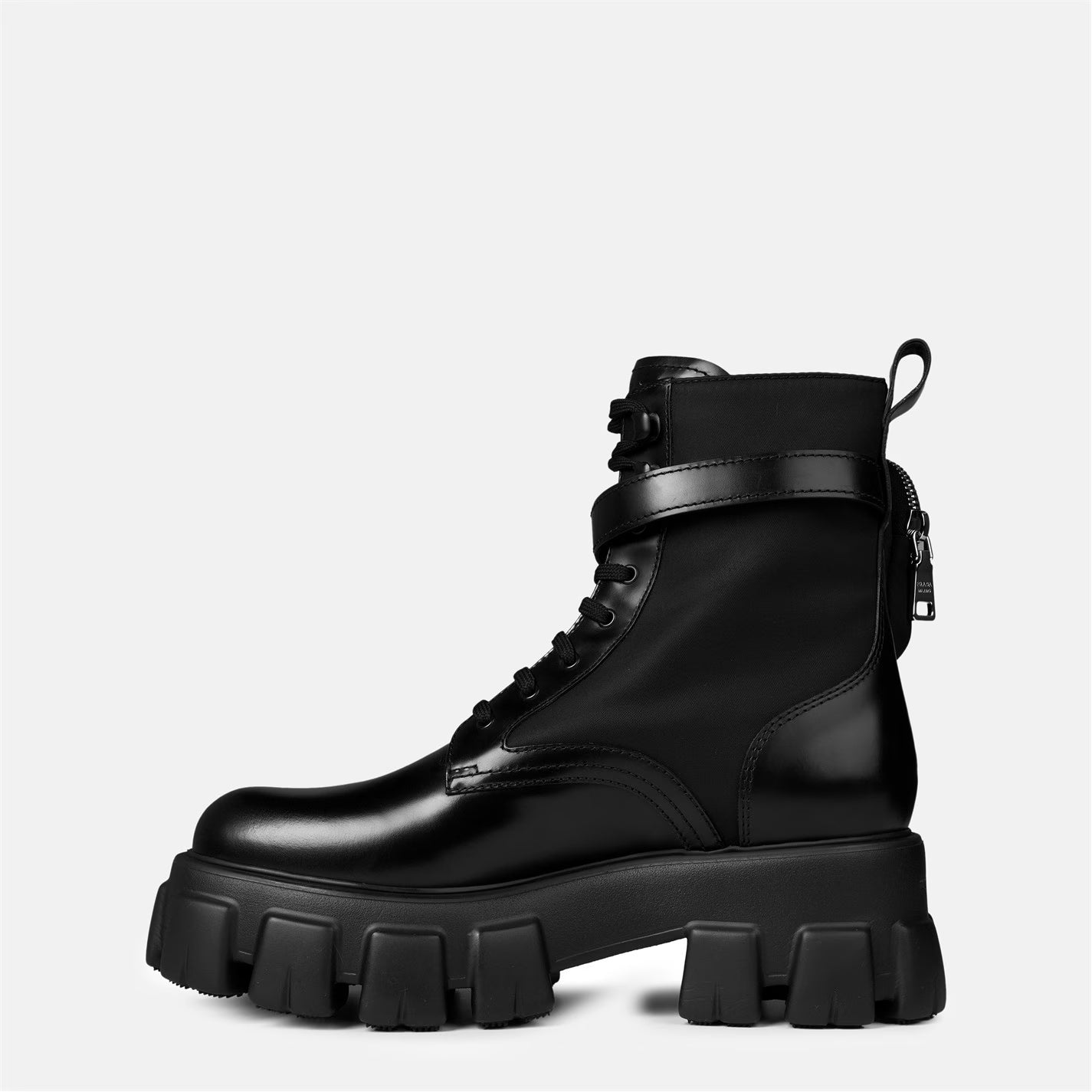 PRADA Women'S Mono Leather Combat Boots
