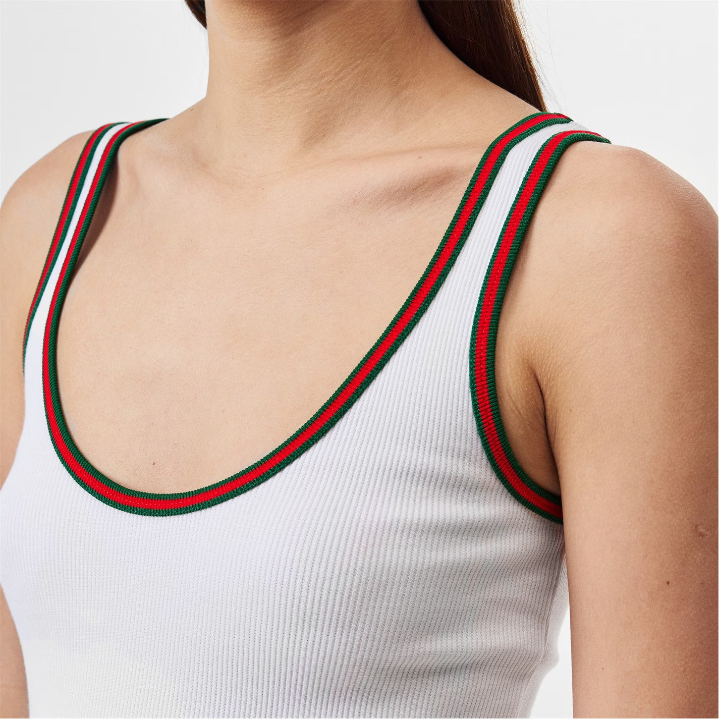 GUCCI Web Detailing Cotton Rib Tank Top