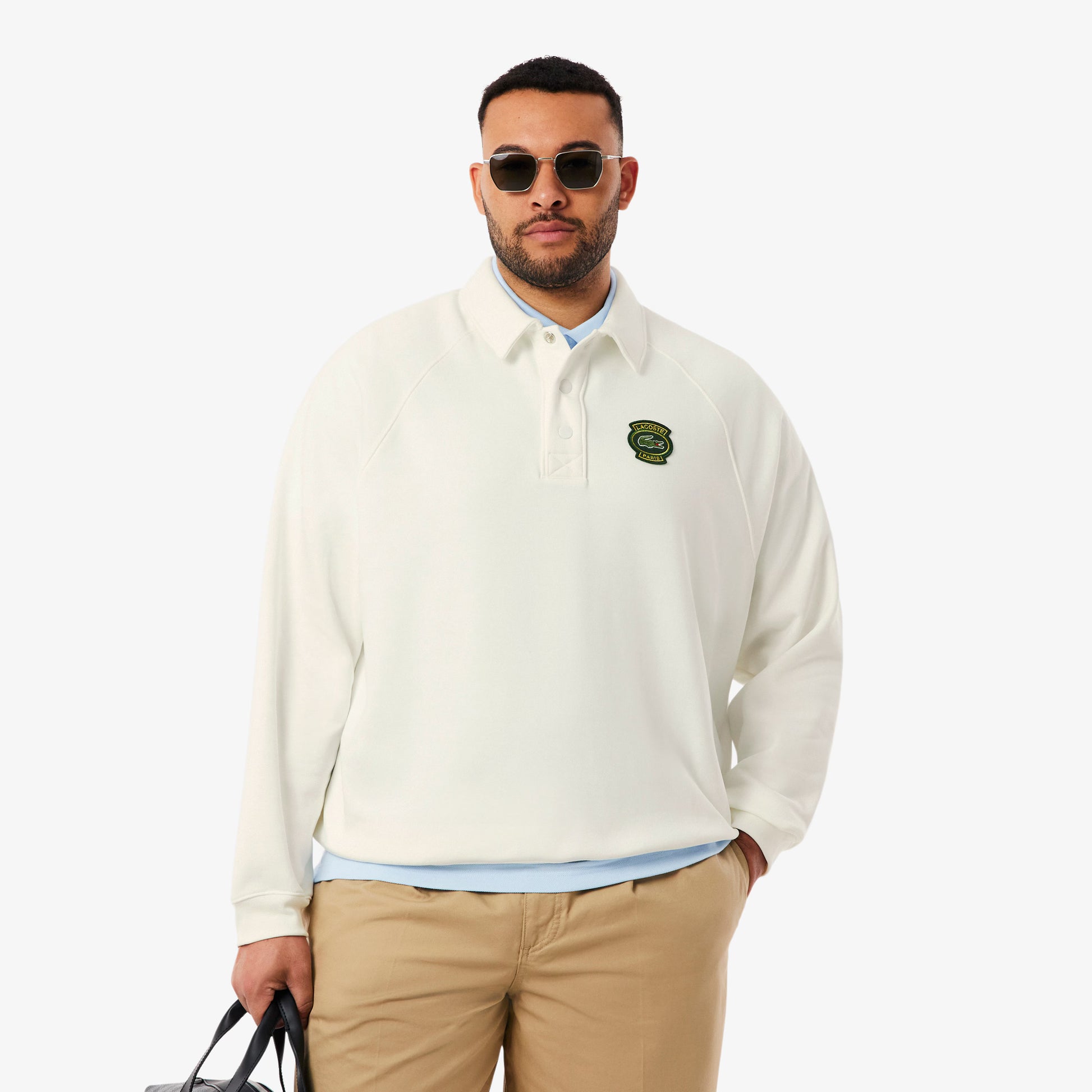 Loose Fit Polo Collar Fleece Sweatshirt