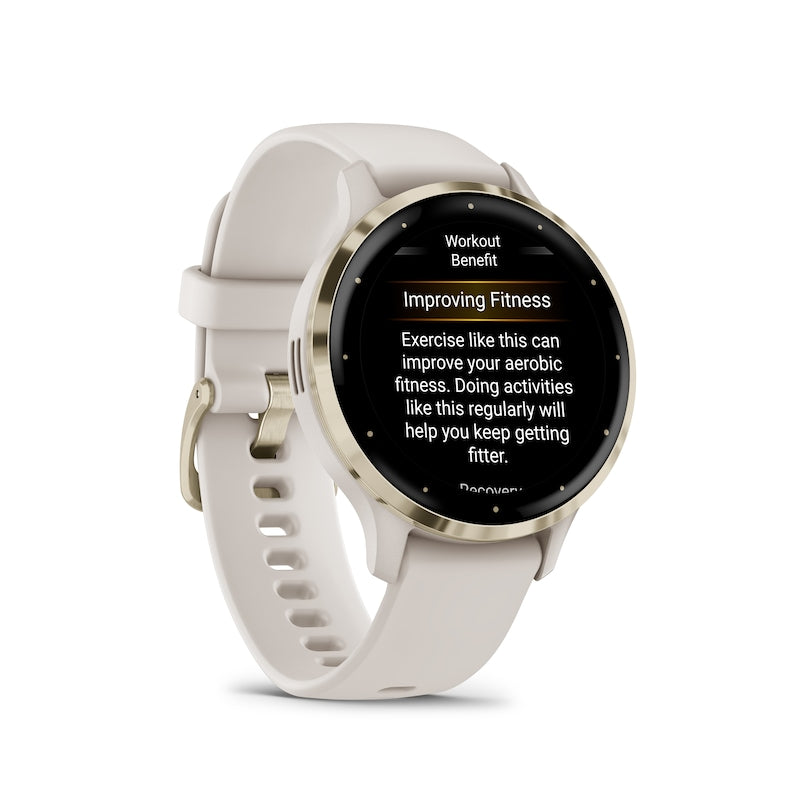 Garmin Venu 3S Women's Ivory And Soft Gold Silicone Strap Smartwatch