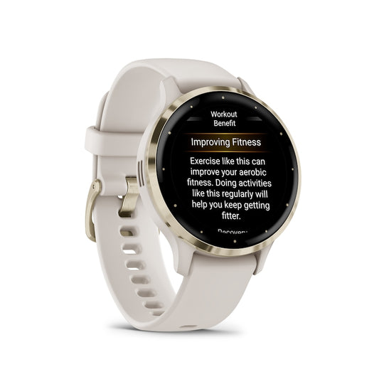 Garmin Venu 3S Women's Ivory And Soft Gold Silicone Strap Smartwatch
