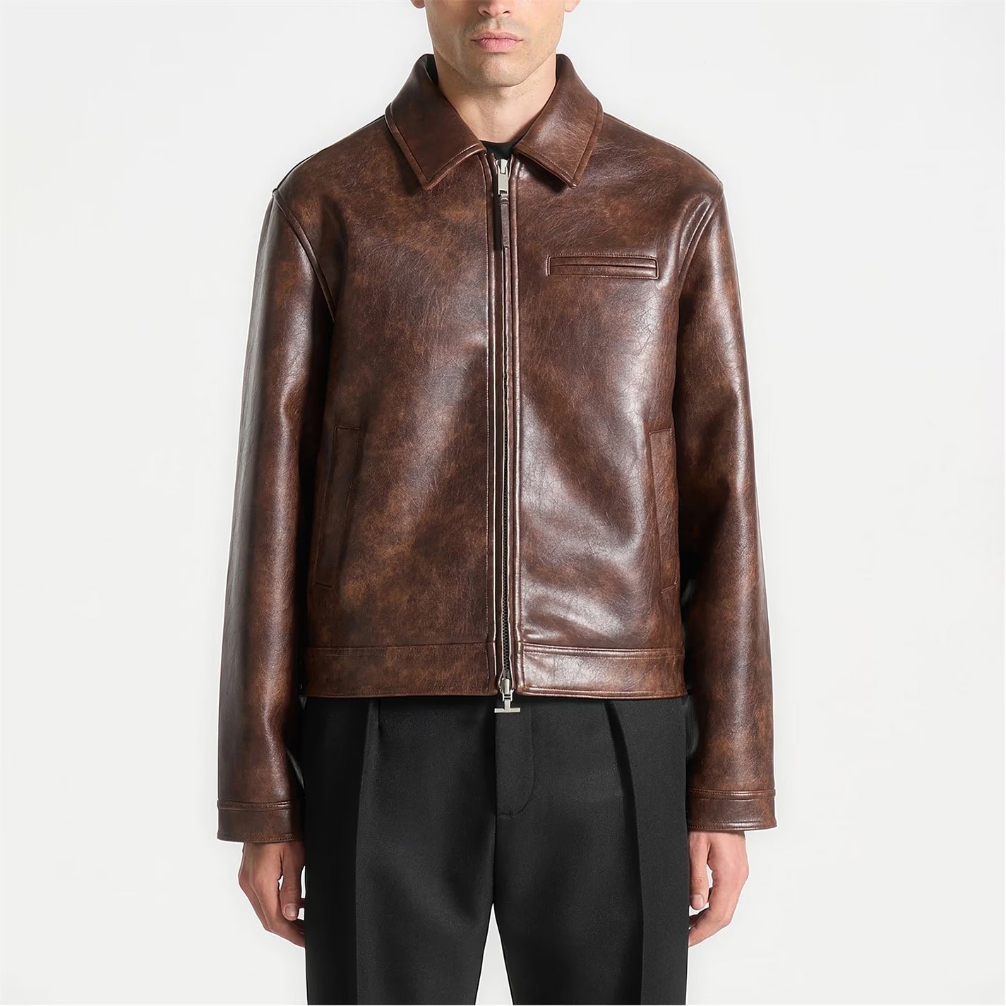 Mens Laurent Vintage Leather Jacket