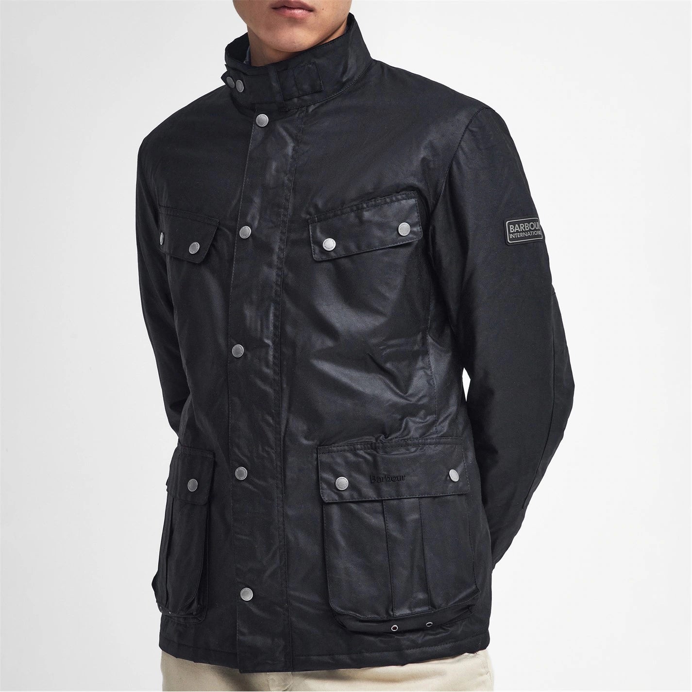 Barbour International Men's Duke Water Resistant Windproof Cotton Long Sleeve Wax Jacket