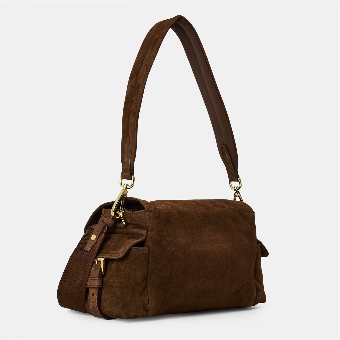 Explore Medium Suede Shoulder Bag with Flap