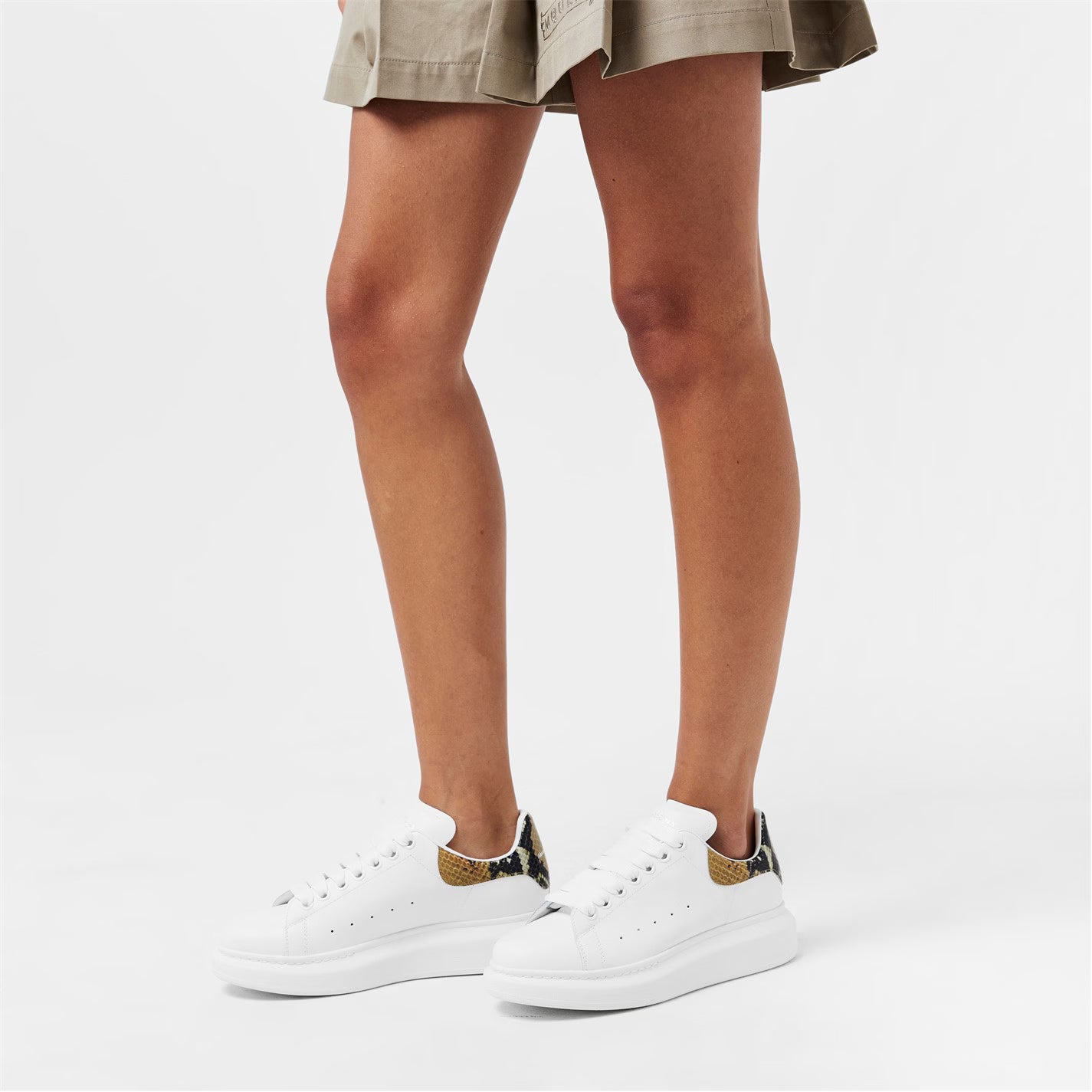 Women's Logo Print Leather Oversized Trainers