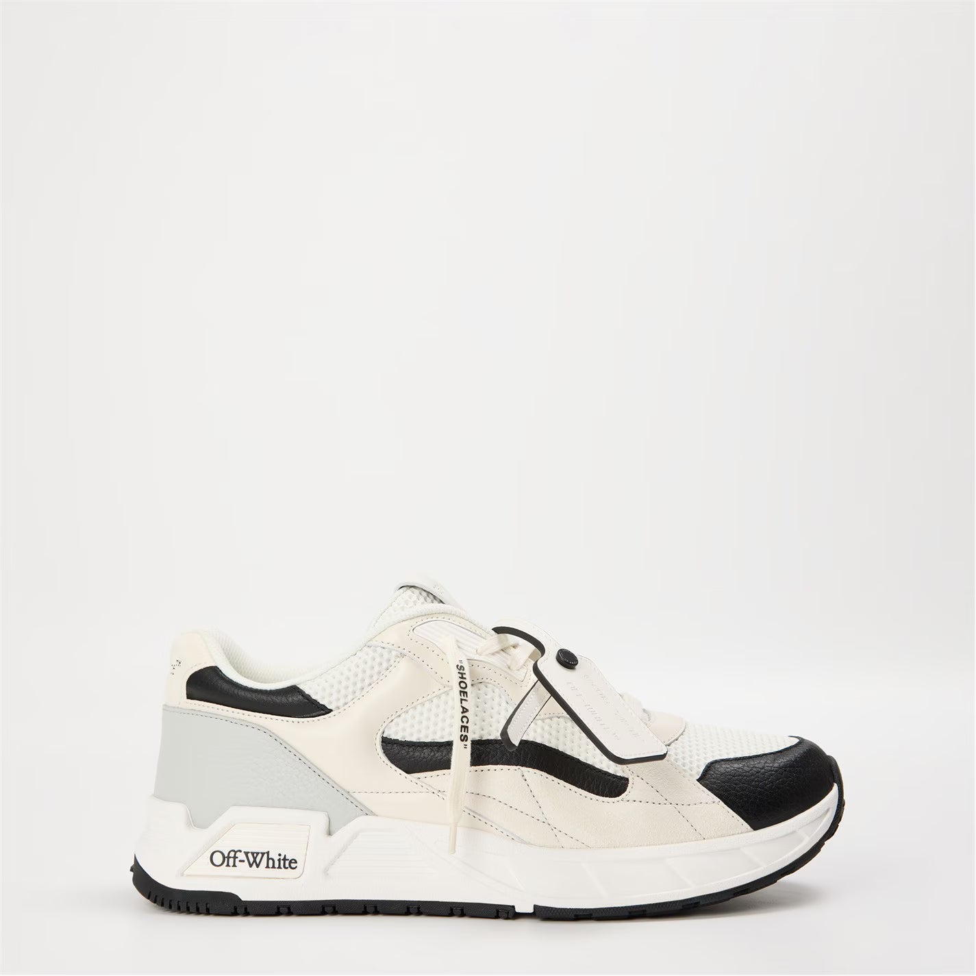 Men's Kick- Panelled Chunky Leather Lace Up Low-Top Trainers